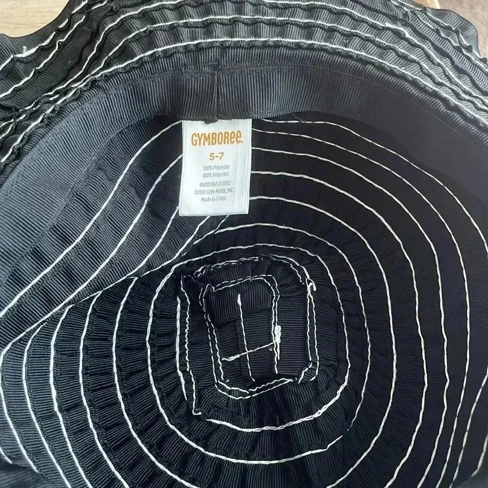 Girls S 5-7 Gymboree flower Lightweight, Wide Brim Black Woven w white flower